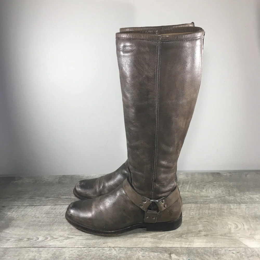 Frye #76849 Phillip Riding Mid Calf Campus Distressed Leather Women’s Boots 10